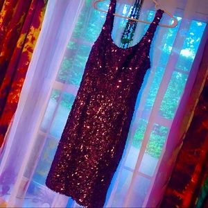 Vintage Purple Sequin Mini Cocktail Dress